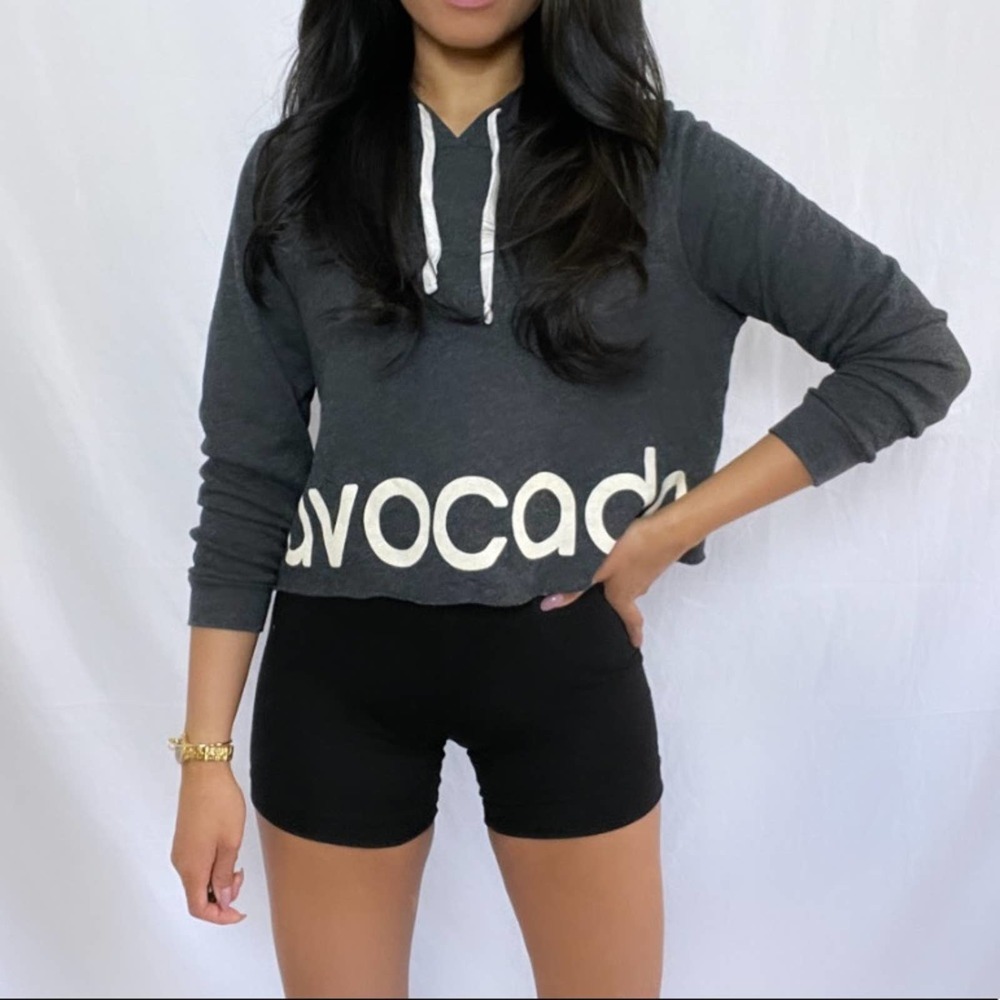 Avocado Active | Grey Atheltic Oversized Cropped Raw Hem Hoodie S - Picture 11 of 11